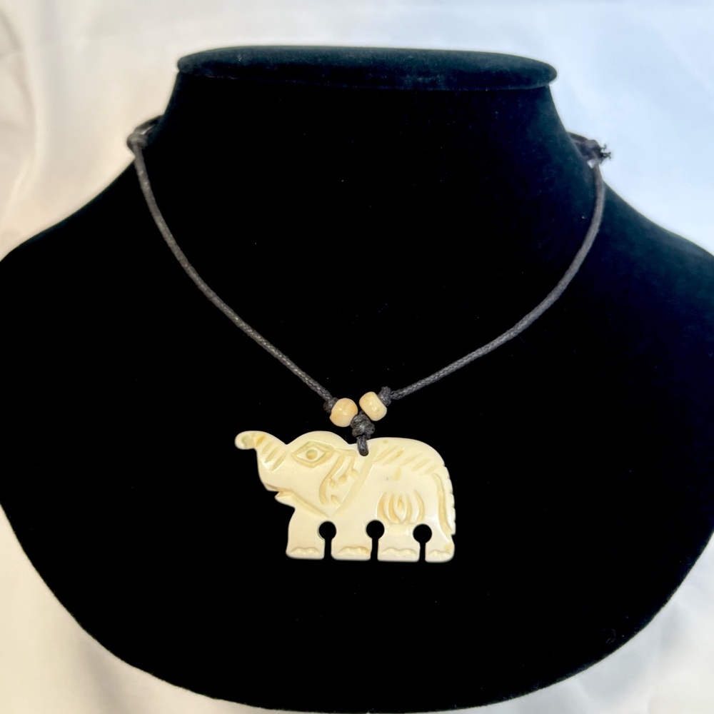 Elephant Pendent Bone Adjustable Necklace